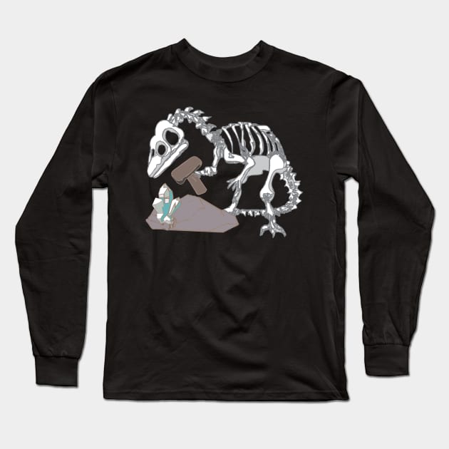 Dino Digger Long Sleeve T-Shirt by Calgary Rock and Lapidary Club